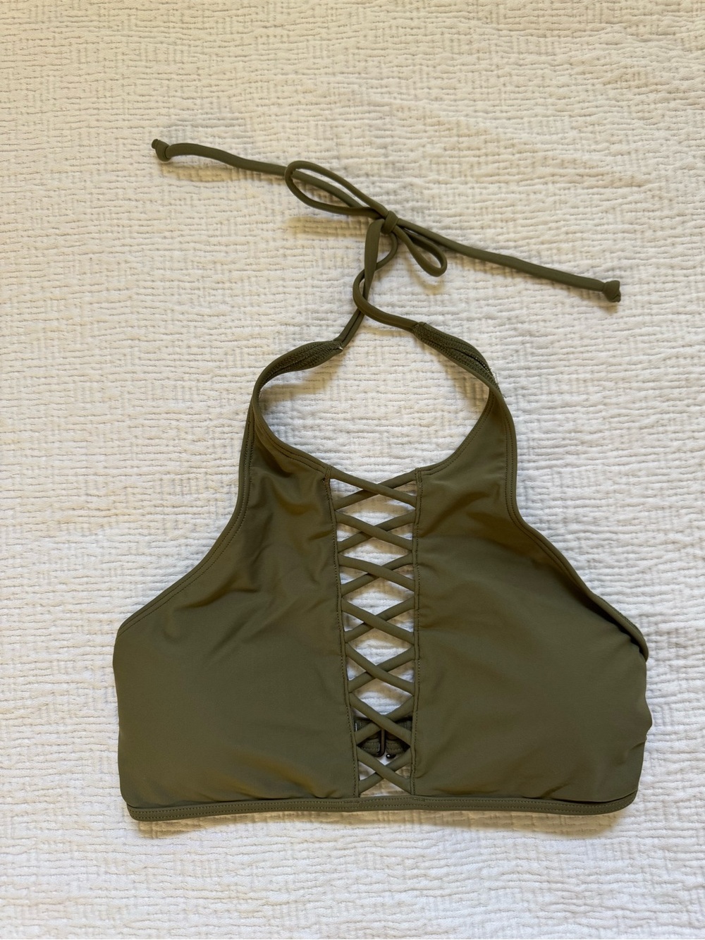 Hollister Olive Green Halter Swim Top